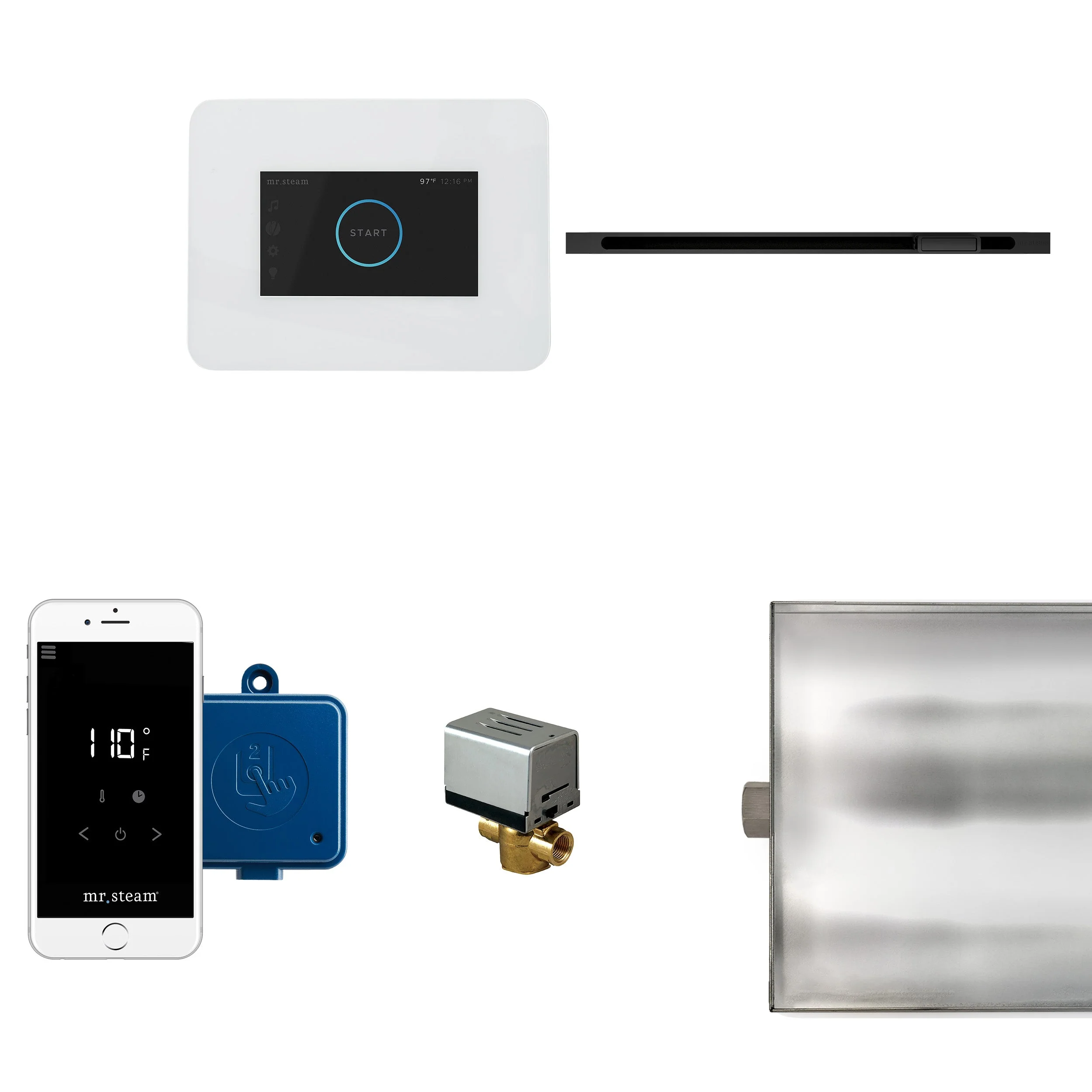 mr. steam I3BTLRLBK-SB iButler® Satin Brass Linear Steam Generator Control Kit / Package in Black - Image 3