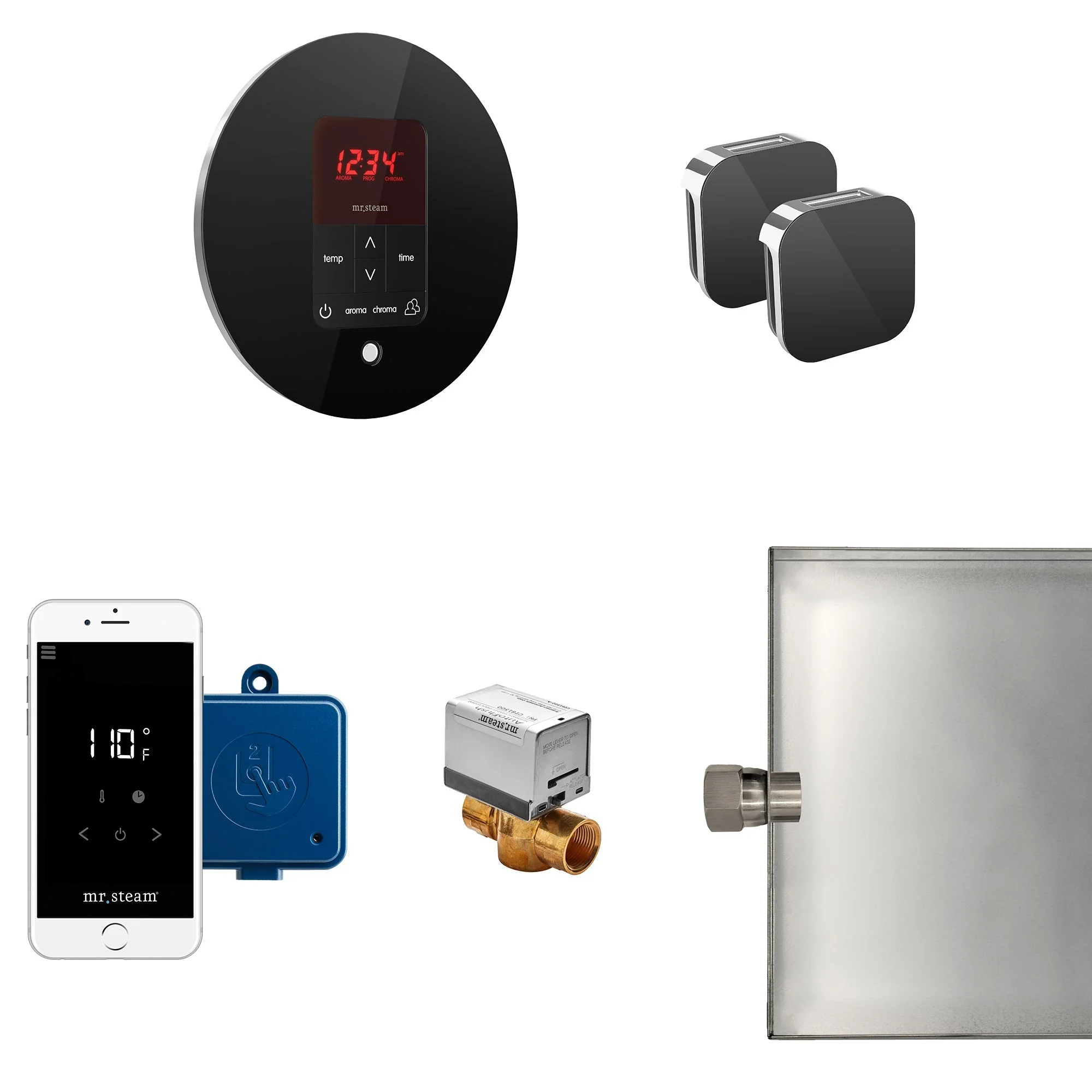 mr. steam MSBUTLER1SQ-WH Butler® Steam Generator Control Kit / Package in Square White - Image 2