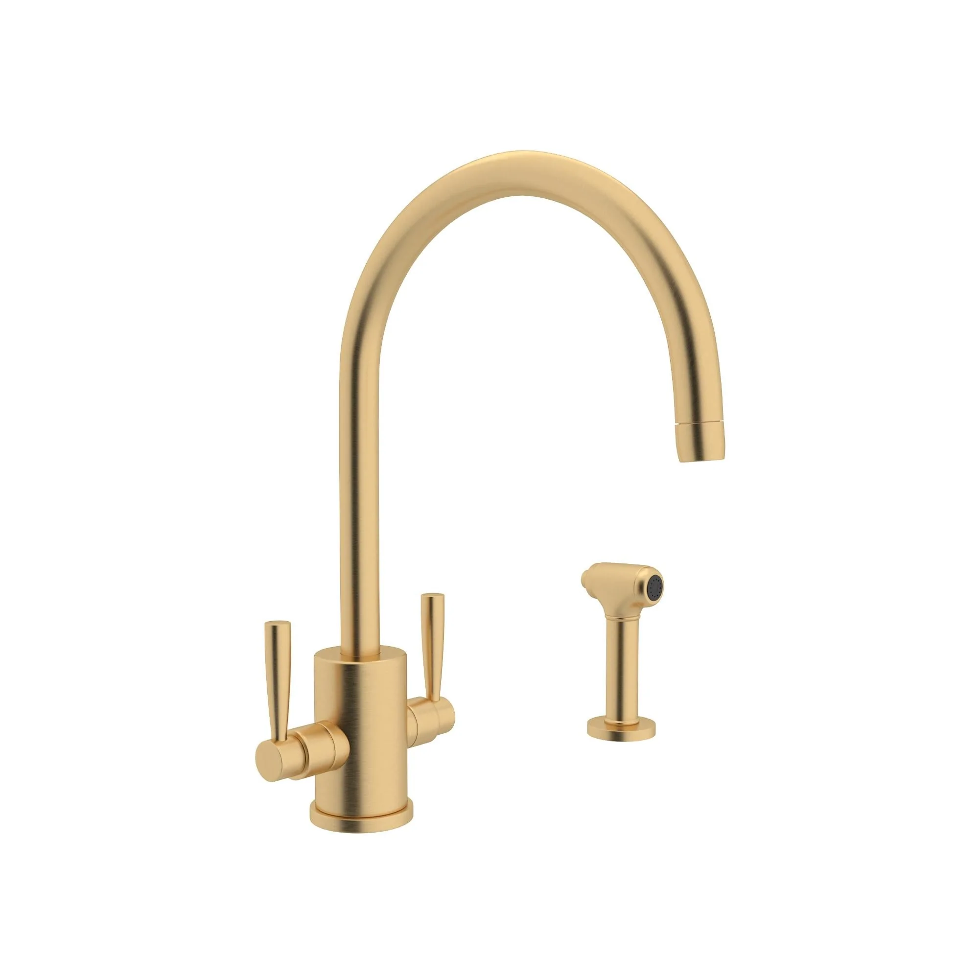 Perrin & Rowe U.4312 Holborn Two Handle Kitchen Faucet With C-Spout and Side Spray - Image 4