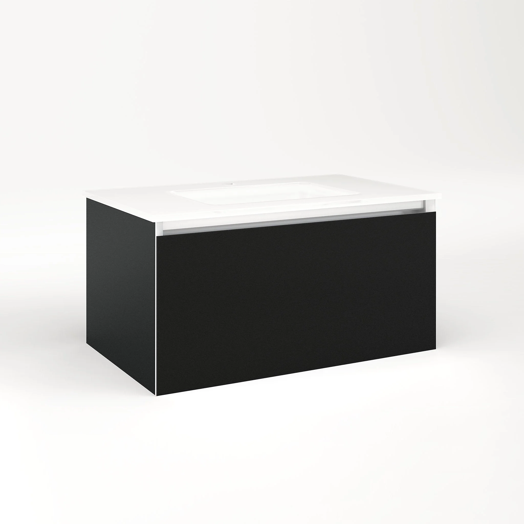 robern VM30H2D18P28S Cartesian Vanity, 30" x 15" x 18", Matte Black, Plumbing Drawer, Selectable Night Light, 2700K/4000K Temperature (Warm/Cool Light)
