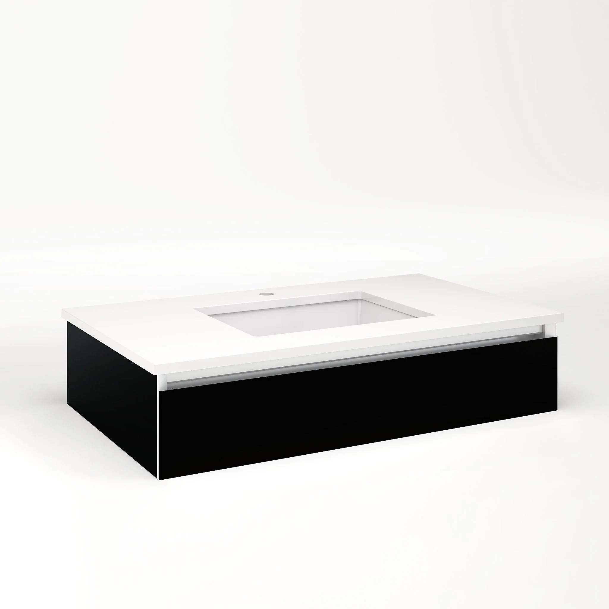 robern VM36H1D21F20N Cartesian Vanity, 36" x 7-1/2" x 21", Black, Full Drawer, No Night Light